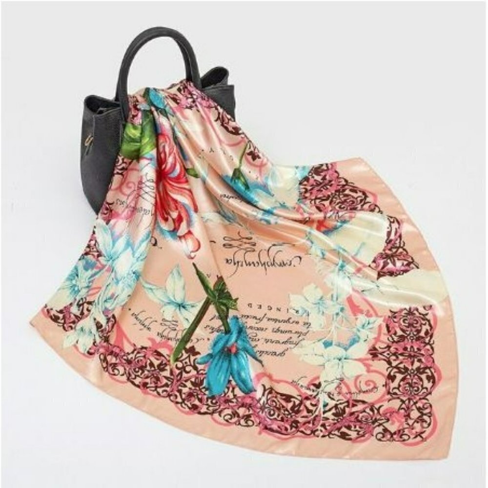 Colorful Floral Blush Pink‎ Green Printed Fashion Scar Long Shawl